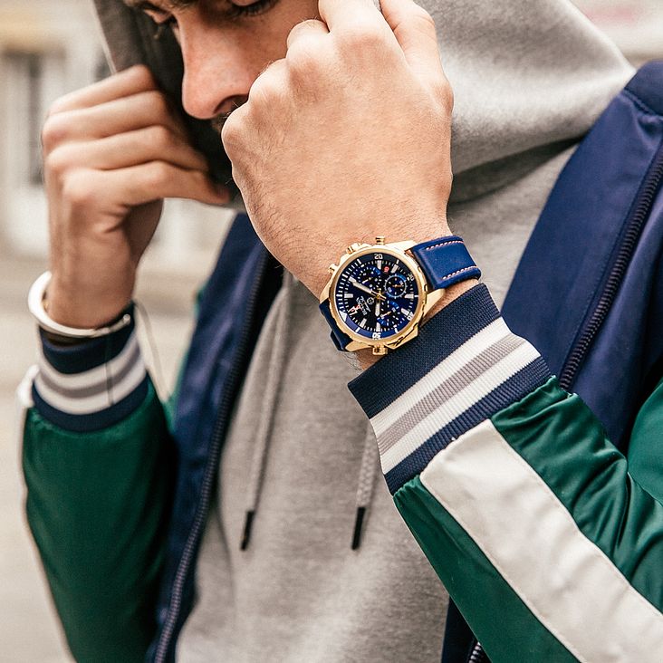 Bulova Marine Star Men's Gold Case Blue Dial Blue Strap Watch | Bulova Bulova Marine Star Men's Gold Case Blue Dial Blue Strap Watch | Bulova
